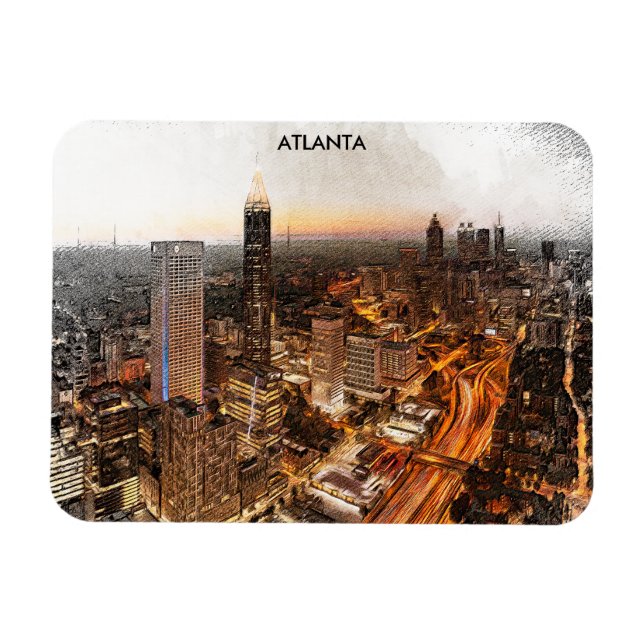Ímã Atlanta Georgia Skyline Panorama View (Horizontal)