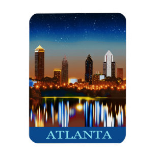 Ímã Atlanta Skyline by Night com Reflexões