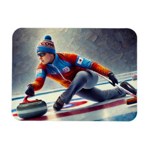 Ímã Atleta Esportivo Curling
