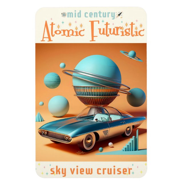Ímã Atomic Futuristic Sky View Cruiser Car  (Vertical)