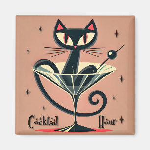 Imã Atomic Futuristic Space Age Black Cat Martini