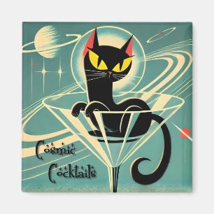 Imã Atomic Futuristic Space Age Black Cat Martini