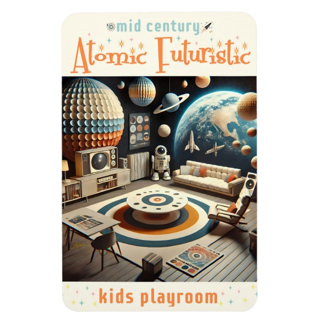 Ímã Atomic Futuristic Space Age Kids Playroom (Vertical)