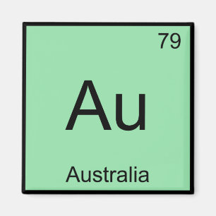 Imã Au - Austrália Símbolo de Elemento Químico Auss