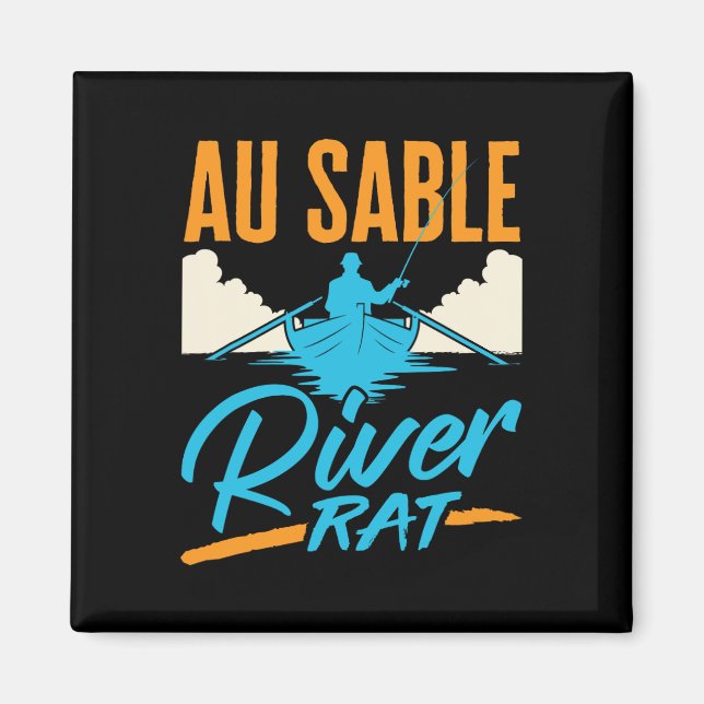 Imã Au Sable River Rat Rafting Canoeing Fishing Boatin (Frente)