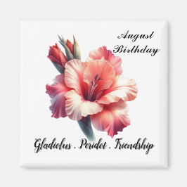 Imã August Birthstone Peridot e Gladiolus