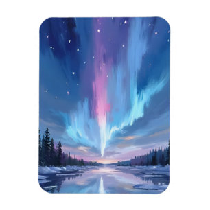 Ímã Aurora Boreal Aquarela Luzes do Norte Pintada