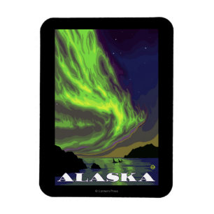 Ímã Aurora boreal e viagens vintage das orcas