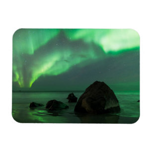 Ímã Aurora Boreal   Praia Lofoten Noruega
