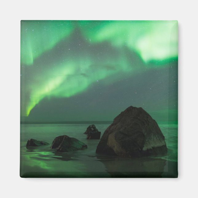 Imã Aurora Borealis | Lofoten Beach Norway (Frente)