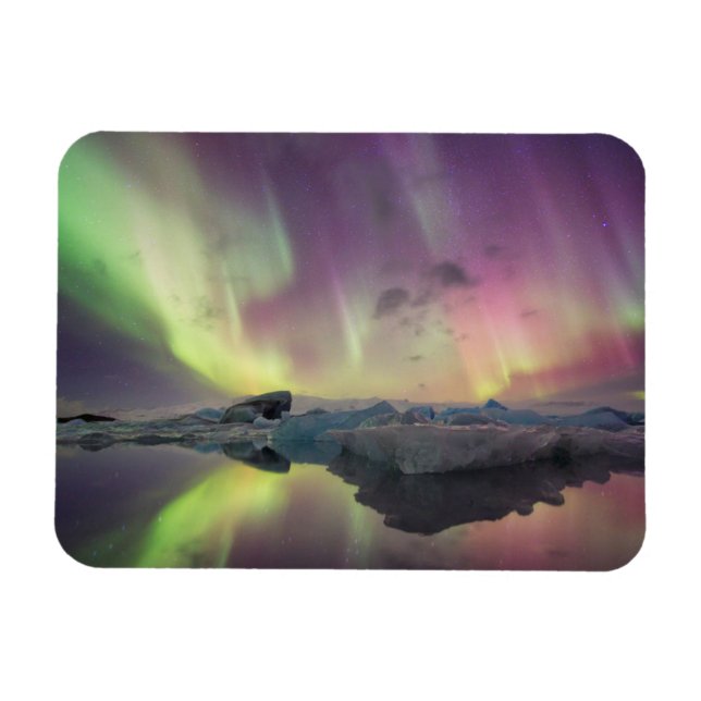 Ímã Aurora Lights Reflete em Lagoa (Horizontal)
