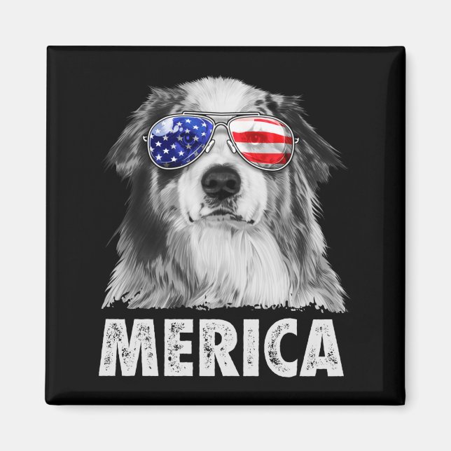 Imã Aussie australian shepherd 4 de julho merica (Frente)