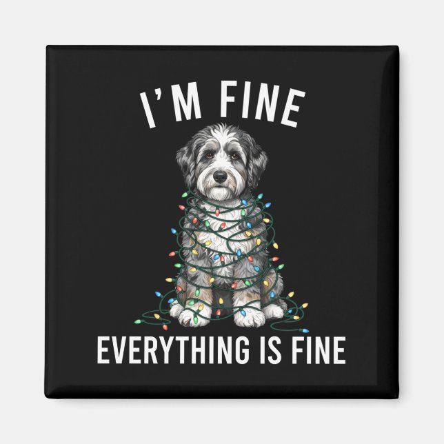 Imã Aussiedoodle Christmas I'm Fine Everything Is Fine (Frente)
