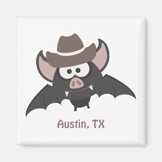 Imã Austin Texas Cute Cartoon Cowboy Bat (Frente)