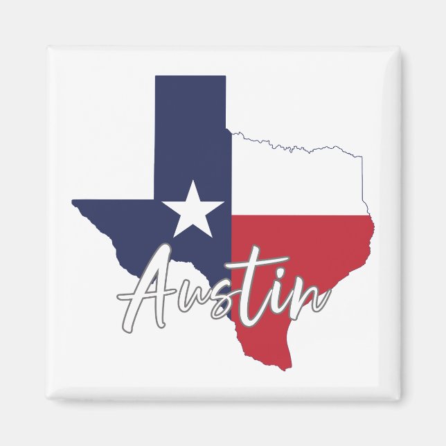 Imã Austin, Texas Flag Map Magnet (Frente)