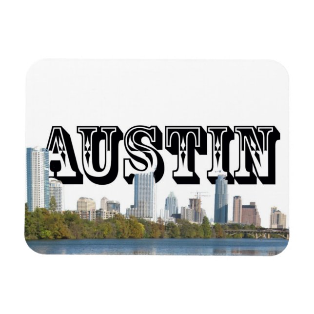 Ímã Austin Texas Skyline com Austin no céu (Horizontal)