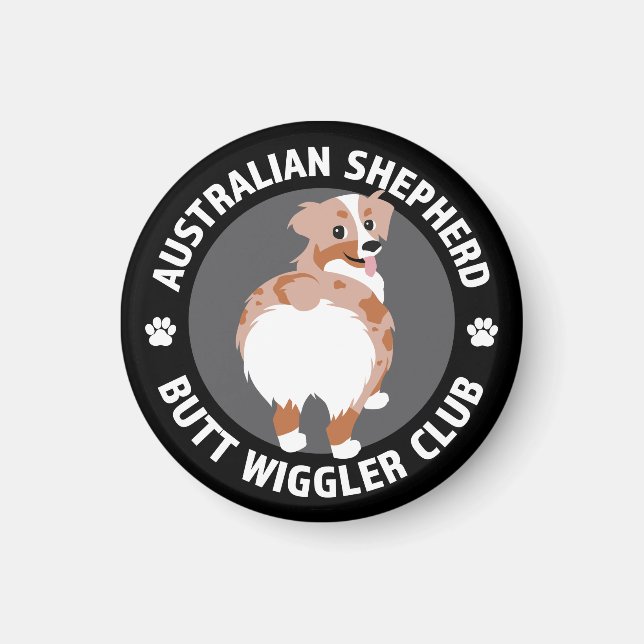 Imã Australian Shepherd Butt Wigglers Club - Red Merle (Frente)
