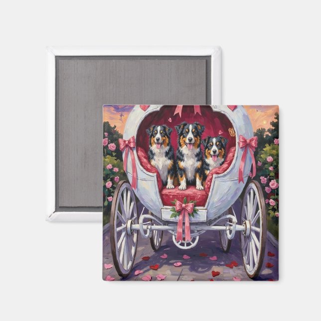 Imã Australian Shepherd Dog Valentine's Day  (Front/Back)