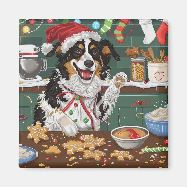 Imã Australian Shepherd Feriado de Confeitaria de Nata (Frente)