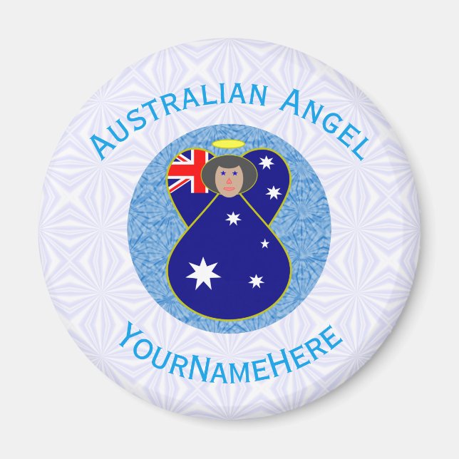 Imã Australiano Angel Blue Personalizado Branco (Frente)