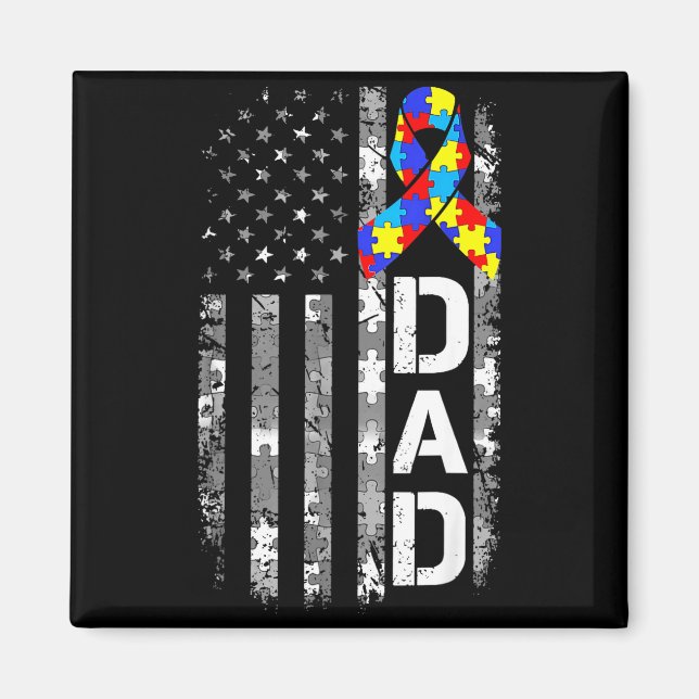 Imã Autism awareness dad usa flag fathers day  (Frente)