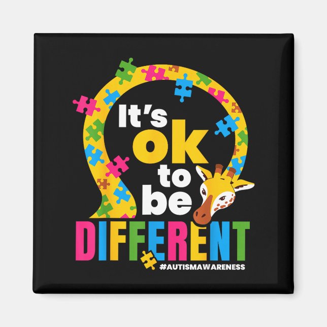 Imã Autism Awareness Giraffe It’s Ok To Be Different G (Frente)