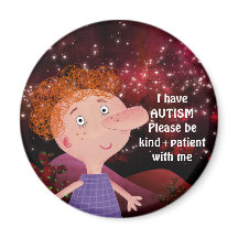 AUTISM AWARNESS LAPEL Red Hair Boy Burgunde