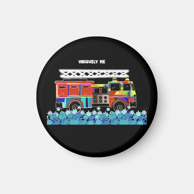 Imã Autism Firecaminhão quebra-cabeça (Frente)