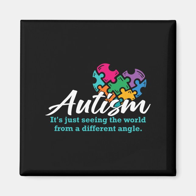 Imã Autism Heart Quebra-cabeça Awarness Support Rib (Frente)