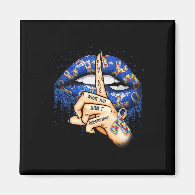 Imã Autism Lips Autism Mom  (Frente)