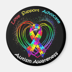 Imã Autism Ribbon on Heart: