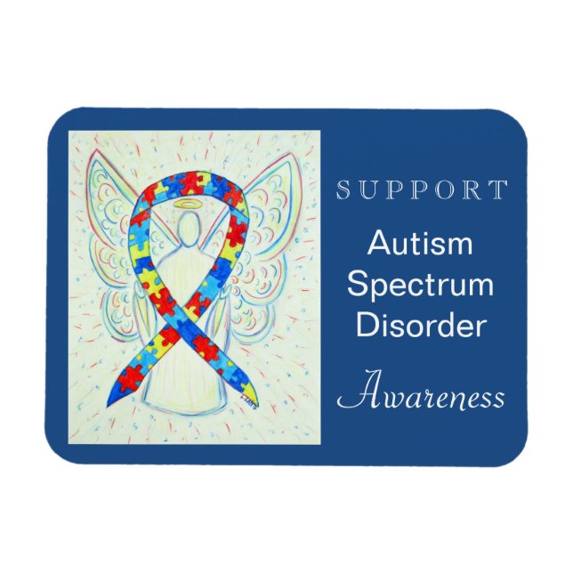 Ímã Autism Spectrum Disorder (ASD) Ribbon Angel Magnet (Horizontal)
