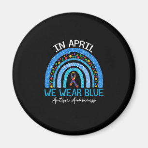 Imã Autismo Arco-Íris Em Abril Vestimos Autismo Azul