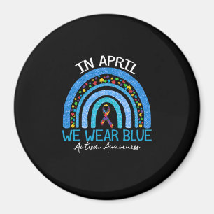 Imã Autismo Arco-Íris Em Abril Vestimos Autismo Azul