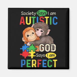 Imã Autismo Bebê Macaco Fofinho de Pug Pug Pug Abraçan
