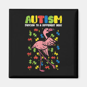 Imã Autismo Dançando Diferente Bata Flamingo Cute