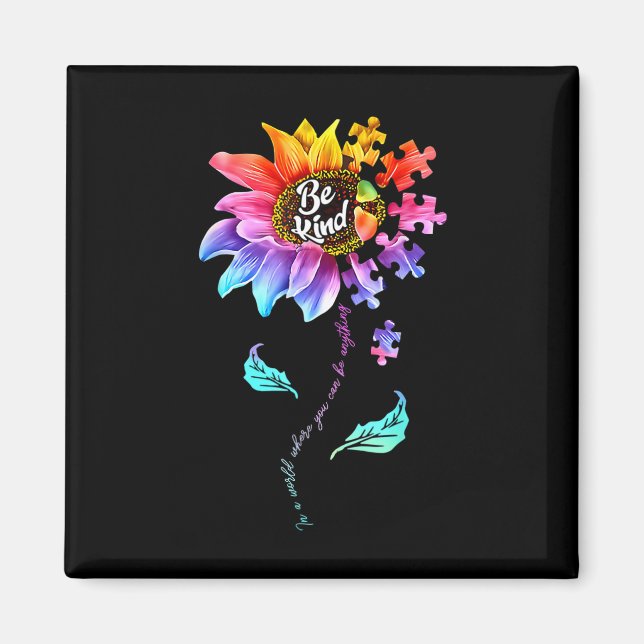 Imã Autismo De Girassol Seja Quebra-cabeça (Frente)