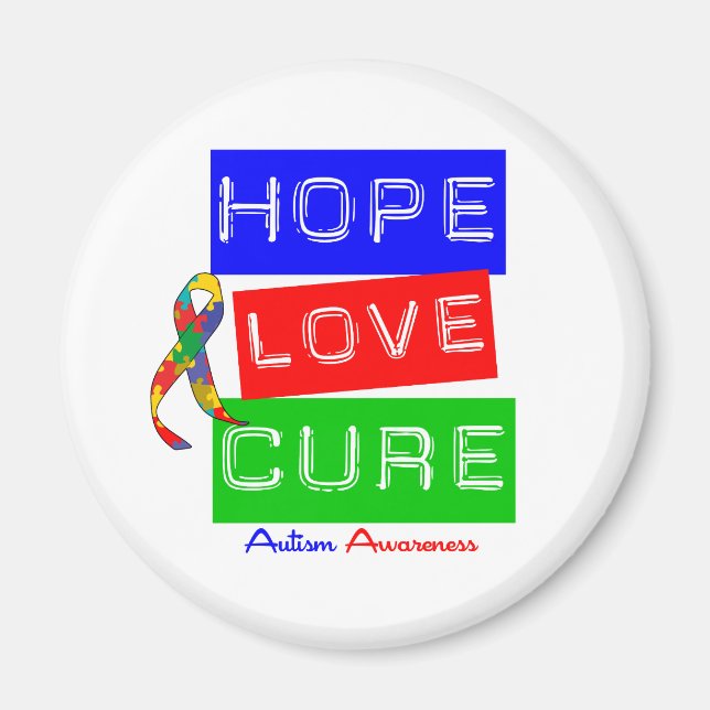Imã Autismo Hope Love Cure (Frente)