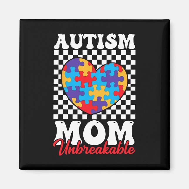 Imã Autismo Mãe Quebra-cabeça do Coração Mãe Filho Aut (Frente)