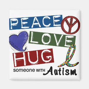 Imã Autismo PEACE AMOR HUG