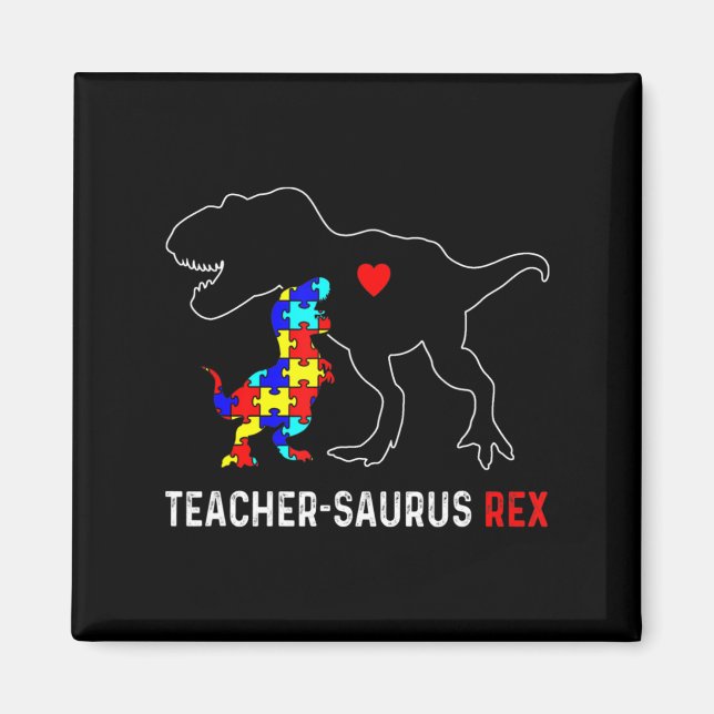 Imã Autismo Professor Dinosaur Teachersaurus Rex Aware (Frente)