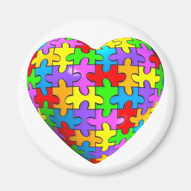 Imã Autismo Quebra-cabeça Heart (Frente)