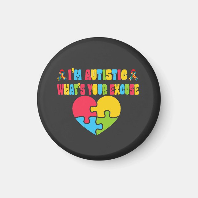 Imã Autismo Sarcástico Eu sou Autista, Qual é a sua de (Frente)