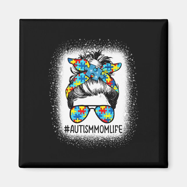 Imã Autismo Sensibilização Autismo Mãe Cabelo Mensagei (Frente)