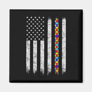 Imã Autismo Sensibilização Bandeira Americana