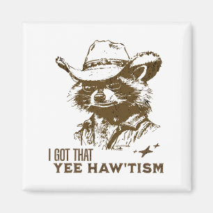 Imã Autismo Sensibilização Cowboy Raccoon Eu Tenho Aqu