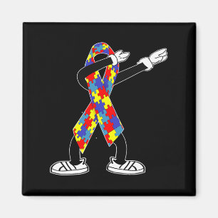 Imã Autismo Sensibilização Crianças Dabbing Quebra-cab