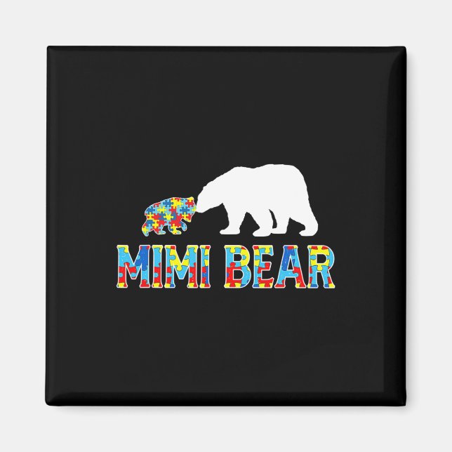 Imã Autismo Sensibilização Mimi Bear Quebra-cabeça de  (Frente)