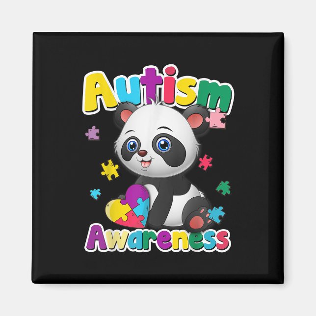 Imã Autismo Sensibilização Panda Quebra-cabeça - Peças (Frente)