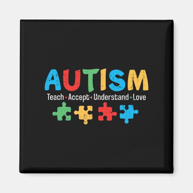 Imã Autismo Sensibilização Professora Quebra-cabeça de (Frente)